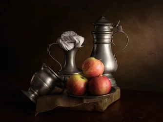 Manzanas clásicas y peltre
