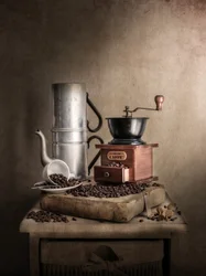 Naturaleza muerta vintage con café