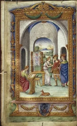 Penélope escribiendo, Telémaco y Laertes Ilustración para Las Heroidas de Ovidio, 1485-1499