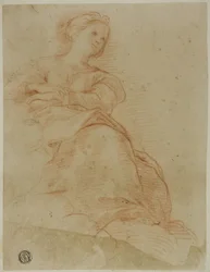 Mujer sentada en las nubes