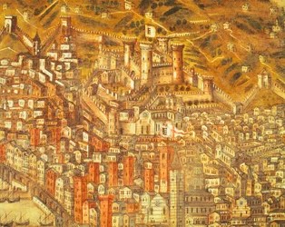 Vista de Génova y su castillo (detalle) 1597 (óleo sobre lienzo)