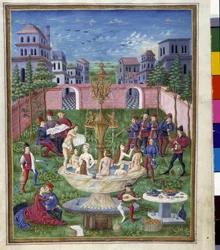 Influencia de Mercurio: el Jardín del Amor y la Fuente de la Juventud. Miniatura realizada por Cristoforo de Predis (v. 1440-v. 1486) - en “De Sphaera” d