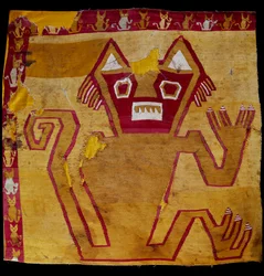 Arte precolombino, civilización Nazca: fragmento de tela con representación zoomorfa