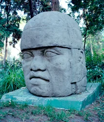 Civilización precolombina: cabeza colosal olmeca. Siglos X-VII a.C. México. Parque Museo de La Venta
