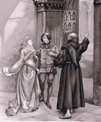 Entra Fray Lorenzo y Romeo (ilustración de Romeo y Julieta)