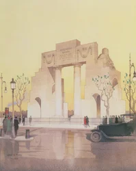 El Monumento a la Marina Mercante, construido por Edwin Landseer Lutyens (1869-1944) (acuarela sobre papel)