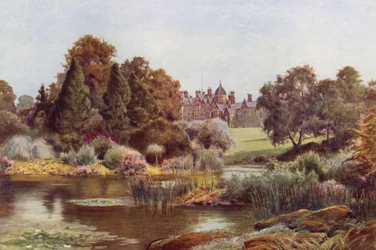 El lago en el West Garden, Sandringham (litografia en color)