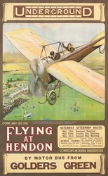 "Volando en Hendon", un cartel publicitario
