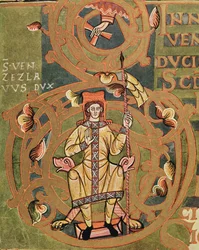 Ms XIV A 13-1 San Wenceslao (907-929) del Códice de Vysehrad, c.1085