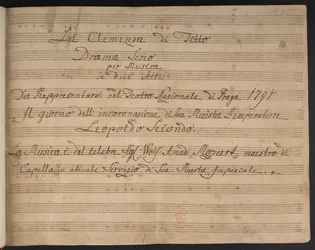 Portada de la partitura La Clemenza di Tito
