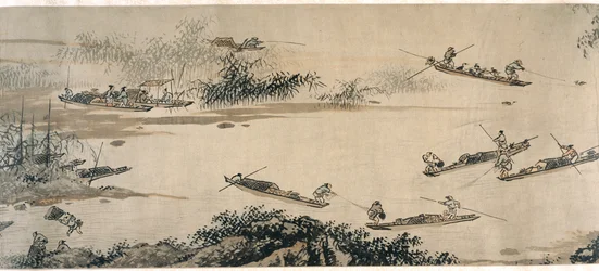 Pescadores en un Río de Otoño