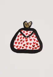 Red Spotty Purse, 2017 (tinta china roja y negra con rotulador dorado sobre papel)