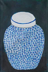 Jarrón para jengibre azul y blanco
