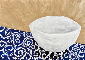 Cuenco blanco con motivos azules
