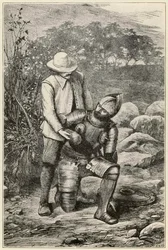Cristiano y Fiel se unen de El progreso del peregrino de este mundo al venidero por John Bunyan (1628-1688) ilustración de Thomas Dalziel (1823-1906)