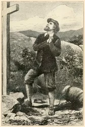 Christian ante la cruz" de "El progreso del peregrino de este mundo, al que está por venir" por John Bunyan