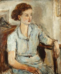 Retrato de una muchacha sentada, c.1925 (óleo sobre lienzo)