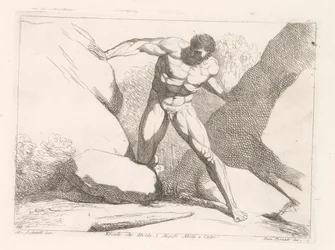 Hércules separa las rocas Calpe y Abila (las columnas de Hércules) Ercole che divide i Monti Abila e Calpe (título sobre objeto)