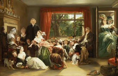Cazar la zapatilla en casa del vecino Flamborough, de "El vicario de Wakefield" de Oliver Goldsmith (óleo sobre lienzo)