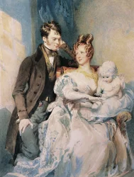 Retrato del Sr. y la Sra. MacGregor con su hijo (lápiz y acuarela con realce blanco sobre papel)