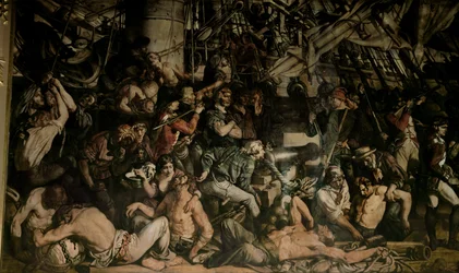 La muerte de Nelson, detalle de la cubierta inferior del Victory