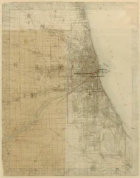 Plano de Chicago, Chicago, Illinois, Diagrama que Muestra el Crecimiento de la Ciudad, 1909
