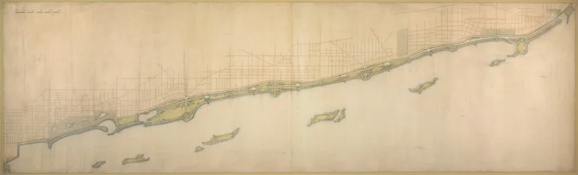 Plan de Chicago 1909: Lake Shore desde Chicago Avenue hacia el sur hasta Wilmette