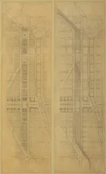 Placa 79 2 dibujos del Plan de Chicago: Ubicación y disposición sugeridas