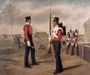 El mayor Thomas Egerton y un centinela del 77º Regimiento (East Middlesex), Portsmouth