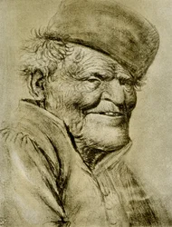 Estudio de cabeza de un campesino sonriente
