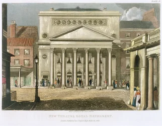Nuevo Teatro Real, Haymarket, en Londres, diseñado por John Nash en 1821, 1826
