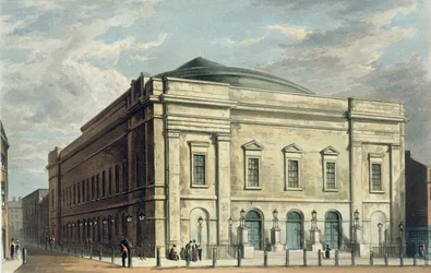 Teatro Real, Drury Lane, en Londres, diseñado por Benjamin Wyatt en 1812, 1826