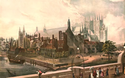 Westminster Hall y Abadía, c1819