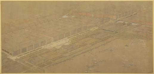 Lámina 114 de The Plan of Chicago, 1909: Chicago. Boulevard y Parkway propuestos en Michigan Avenue y Pine Street.