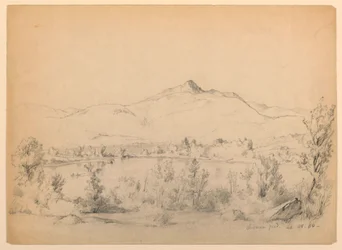 Dibujo, Estanque y montaña de Chocorua, New Hampshire, 28 de septiembre de 1854