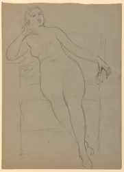 Dibujo, Desnudo femenino sentado, 1870-80