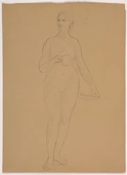 Dibujo, Mujer desnuda de pie, 1850-60