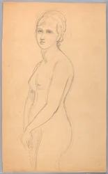 Dibujo, Mujer desnuda de pie, 1860-70
