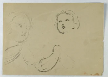 Dibujo, Estudios de la cabeza y los brazos de un niño, 1840-45