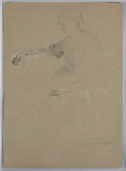 Dibujo, Sra. de William Wright y niño, 1857