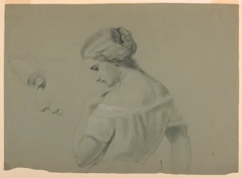 Dibujo, Perfil de cabeza de mujer a, 1840-70