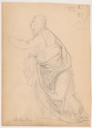 Dibujo, Mujer en bata tendiendo la mano, según Mariotto Albetinelli, 1844