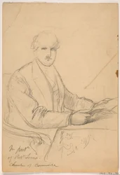 Dibujo, Robert Lenox sentado en un escritorio para el retrato de la Cámara de Comercio, 1865