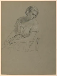 Dibujo, Estudio para "Recepción de Martha Washington", 1860