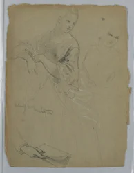 Dibujo, Estudio para "Recepción de Martha Washington", 1869