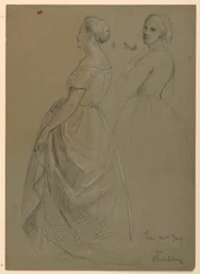 Dibujo, Estudio para "La recepción de Martha Washington", 1860