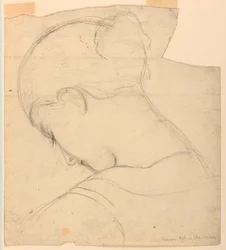 Dibujo, Estudio para "Muchacha romana", Cabeza de mujer, 1841