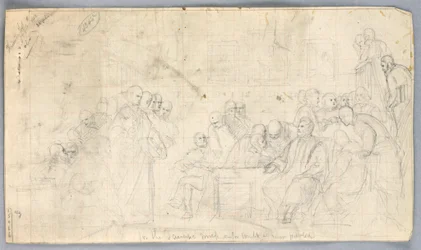 Dibujo, Estudio para "Grupo científico", 1858