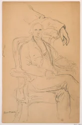 Dibujo, William H. Macy sentado, brazo izquierdo separado Estudio, 1884