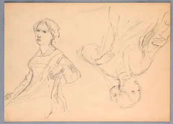 Dibujo, Mujer sentada, dos estudios, 1870